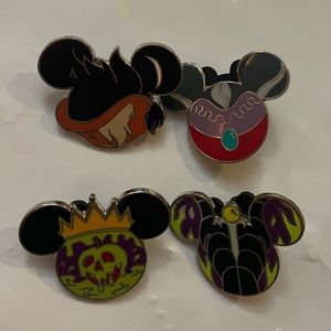 Disney villain Mickey Mouse ear pin set 4 piece ASK ABOUT INDIVIDUALS